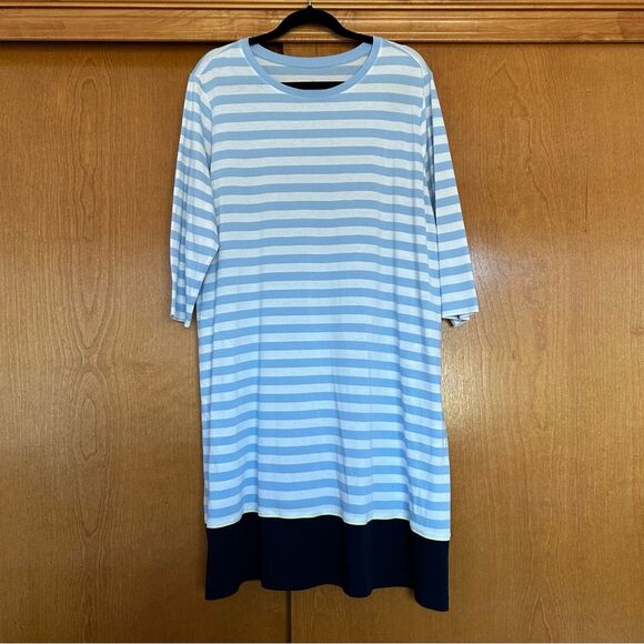 J. Jill Fit Striped A-Line Knee Length Dress in Cornflower Blue Plus Size 2X - Picture 1 of 8